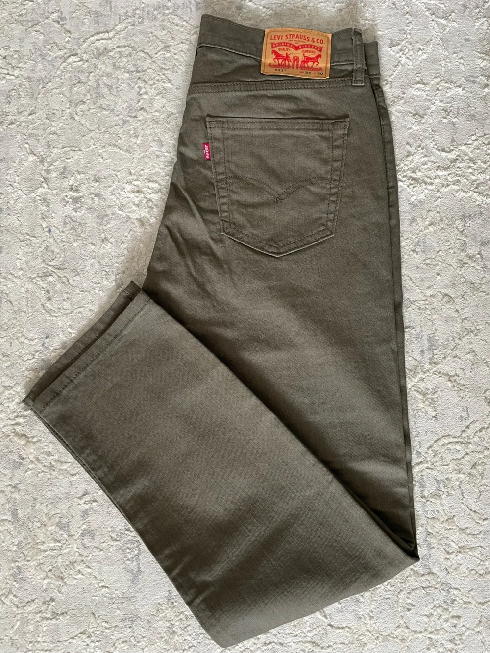 Levi's 511 Slim Fit Stretch Jeans Olive Green Brown Men's NWOT 34 x 30